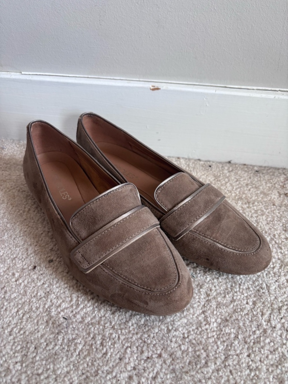 Aerosoles Suede Penny Loafers in Taupe
